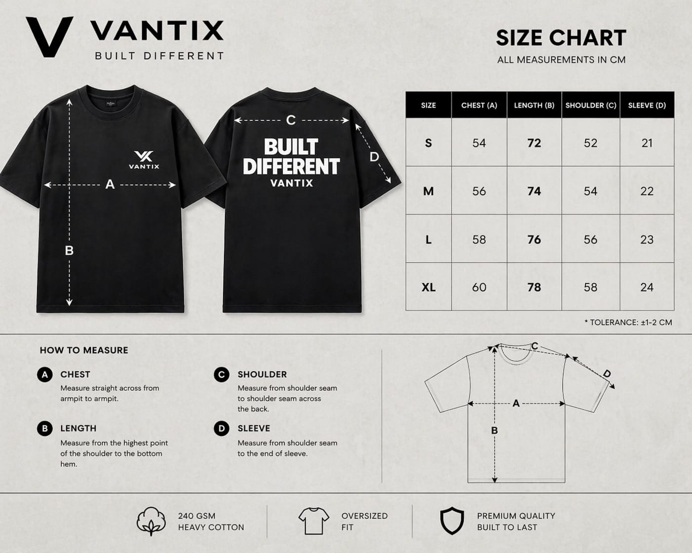 VANTIX Oversized Tee - Built Different